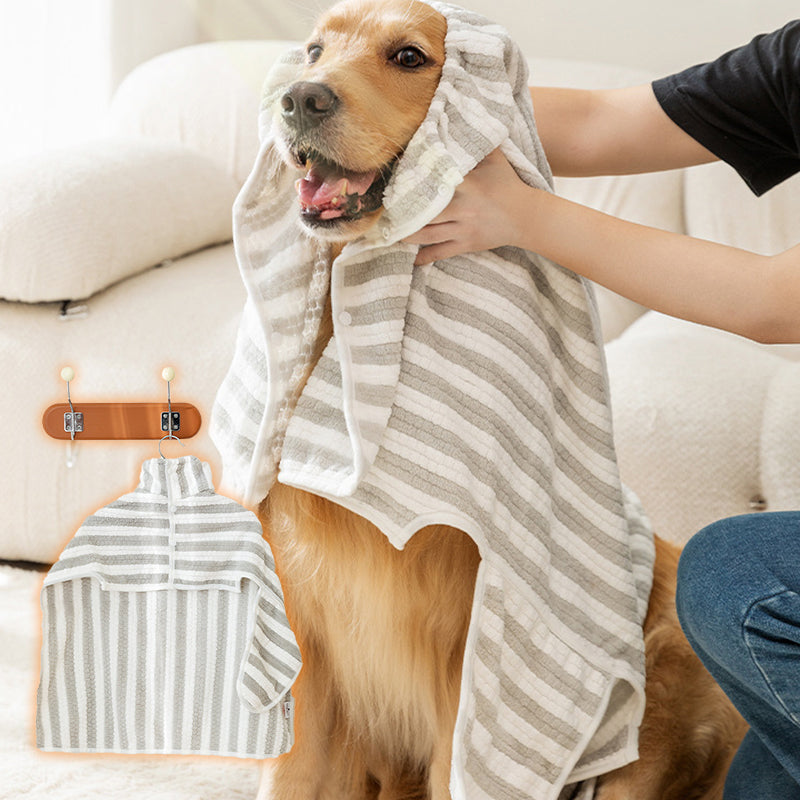 🐕 50% RABATT! 🔥 Weicher, Saugfähiger & Schnelltrocknender Hundebademantel – Kuscheliges Fleece, Verstellbarer Klettverschluss & Ideal Für Nach Dem Baden Oder Spaziergang Im Regen 🌧️