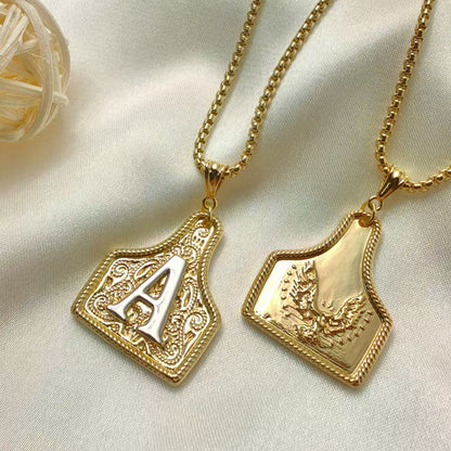 Unisex Gold-Plated Initial Letter Pendant Necklace