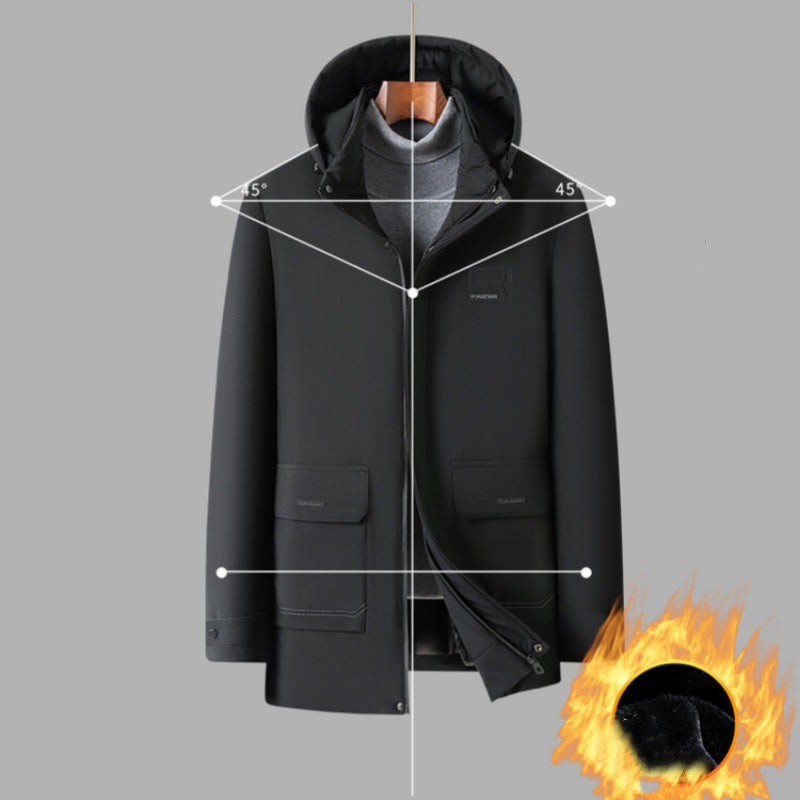 🔥Herren Winterparka mit Plüschfutter und Kapuze