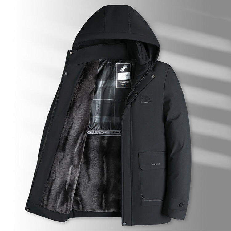 🔥Herren Winterparka mit Plüschfutter und Kapuze