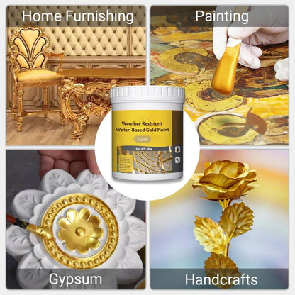🎨 50% RABATT JETZT ! ✨ Wasserbasierte Goldfarbe mit Höchster Wetterbeständigkeit – Einfache Anwendung, Umweltfreundlich & Elegante Dekoration 🏠
