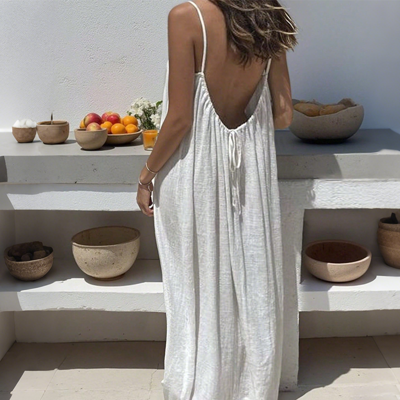 💃LETZTER TAG 50 % RABATT!!✨Einfarbiges rückenfreies Cami-Kleid für Damen💕