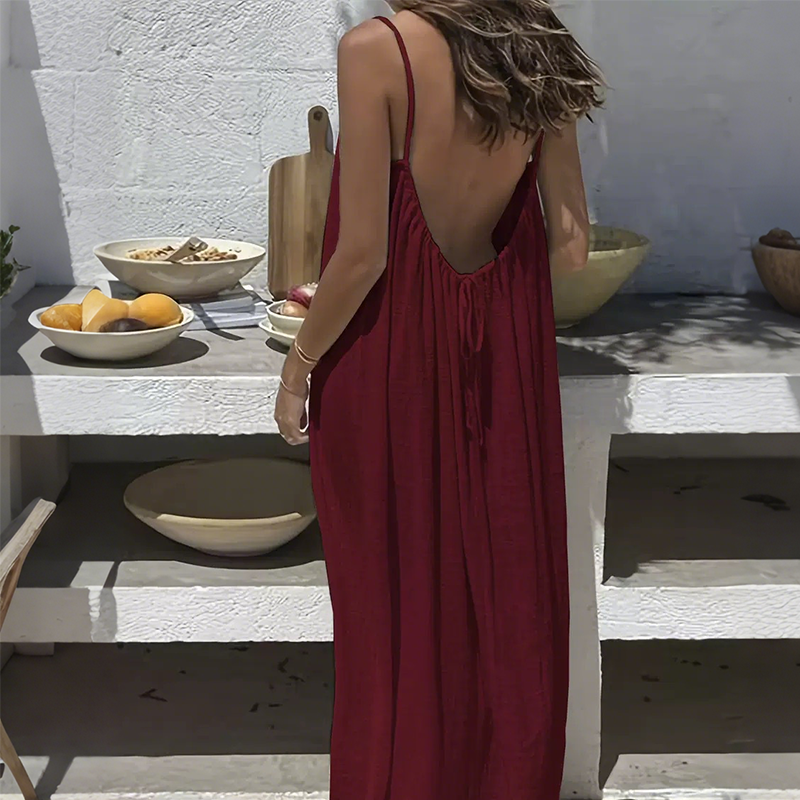 💃LETZTER TAG 50 % RABATT!!✨Einfarbiges rückenfreies Cami-Kleid für Damen💕