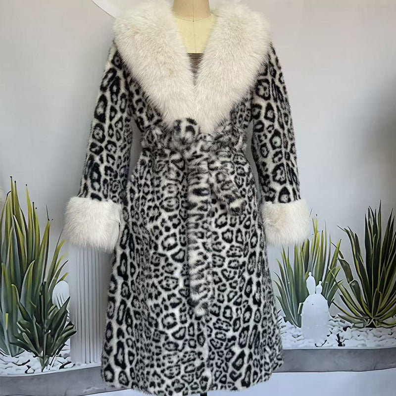 ⚡60 % RABATT !!⚡Damens Leopardenmuster-Mantel aus kuscheligem Kunstpelz mit Gürtel🧥