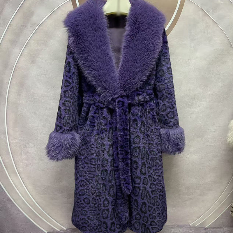 ⚡60 % RABATT !!⚡Damens Leopardenmuster-Mantel aus kuscheligem Kunstpelz mit Gürtel🧥