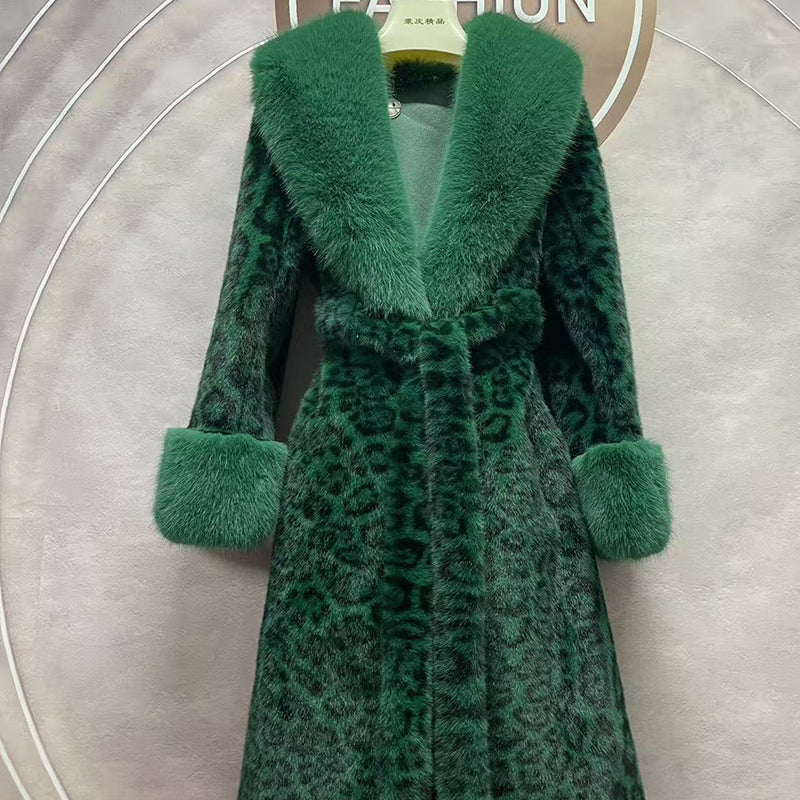 ⚡60 % RABATT !!⚡Damens Leopardenmuster-Mantel aus kuscheligem Kunstpelz mit Gürtel🧥