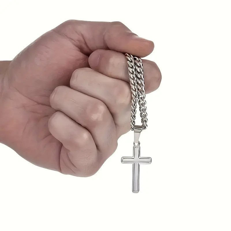 ✝️Herren-Halskette mit Edelstahl-Kreuz-Anhänger