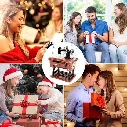 🎵 Mini-Nähmaschine aus Holz – Klassische Spieluhr mit zeitlosem Design🪡