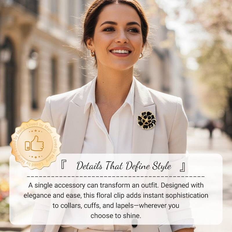 🌷60% RABATT✨Zweiteiliges Schmuckset: Manschettenknöpfe & Brosche mit Rhinestone-Blütendesign ✨🌷 Vielseitig tragbar – Für festliche Anlässe & elegante Alltagsakzente