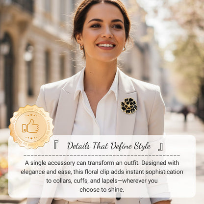 🌷60% RABATT✨Zweiteiliges Schmuckset: Manschettenknöpfe & Brosche mit Rhinestone-Blütendesign ✨🌷 Vielseitig tragbar – Für festliche Anlässe & elegante Alltagsakzente