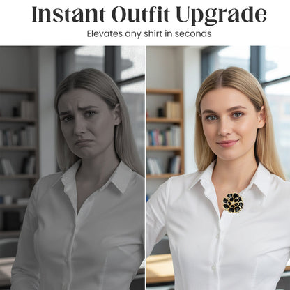 🌷60% RABATT✨Zweiteiliges Schmuckset: Manschettenknöpfe & Brosche mit Rhinestone-Blütendesign ✨🌷 Vielseitig tragbar – Für festliche Anlässe & elegante Alltagsakzente