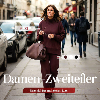 🧣Sweatshirt mit hohem Kragen und seitlichem Reißverschluss & Hose im Set