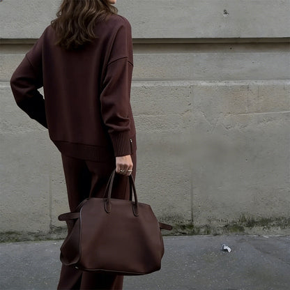 🧣Sweatshirt mit hohem Kragen und seitlichem Reißverschluss & Hose im Set