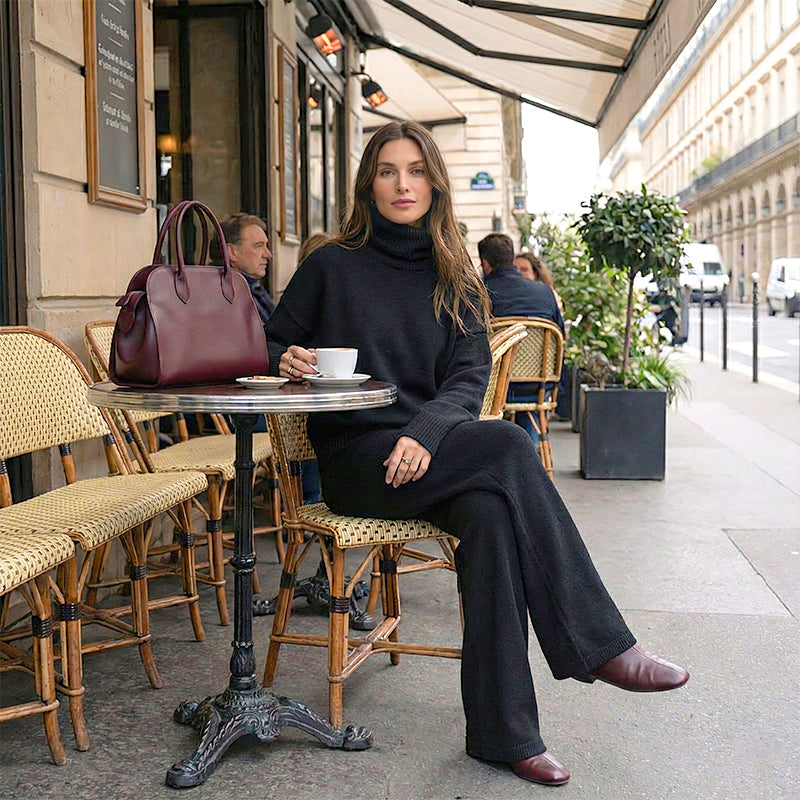 🧣Sweatshirt mit hohem Kragen und seitlichem Reißverschluss & Hose im Set