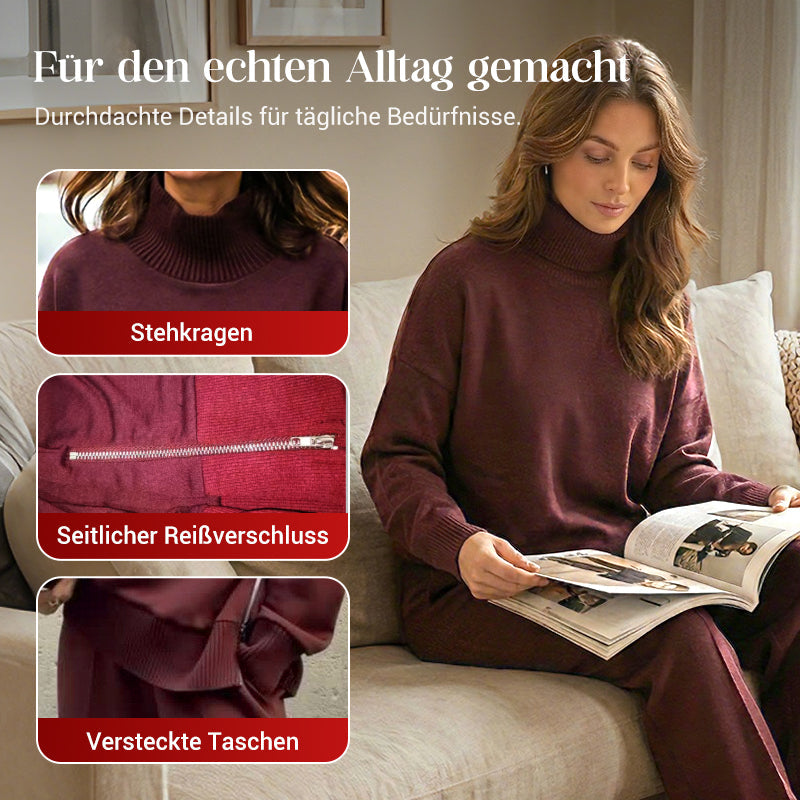 Sweatshirt mit hohem Kragen und seitlichem Reißverschluss & Hose im Set🔥Kauf 2 Artikel versandkostenfrei