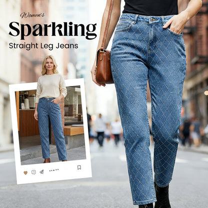 🔥Heiße Verkaufsangebote - Damen funkelnde Straight-Leg-Jeans