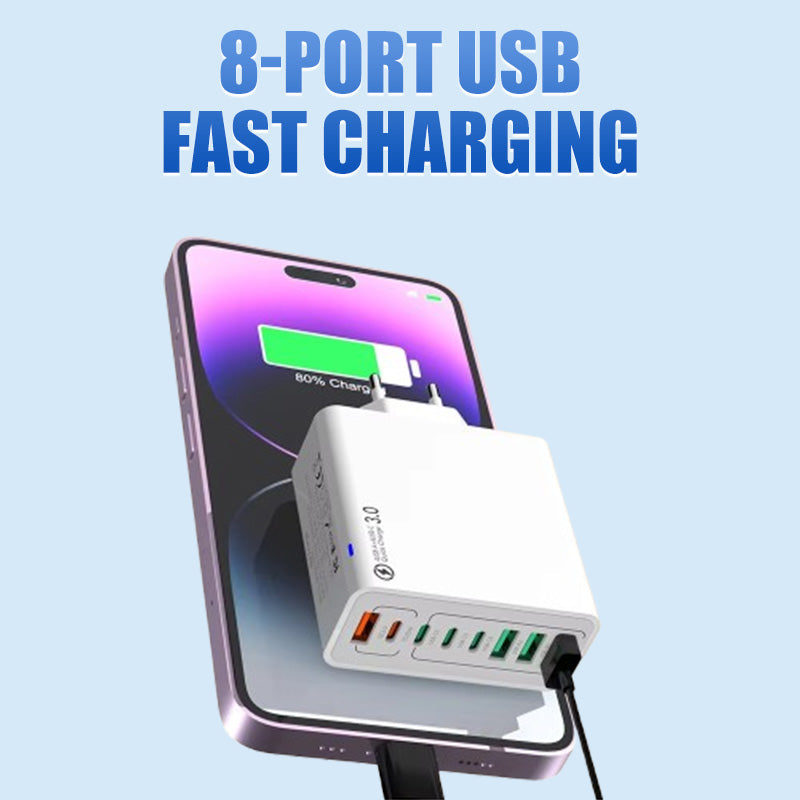 ⚡8-Port-USB-Schnellladeladegerät für Mobiltelefone