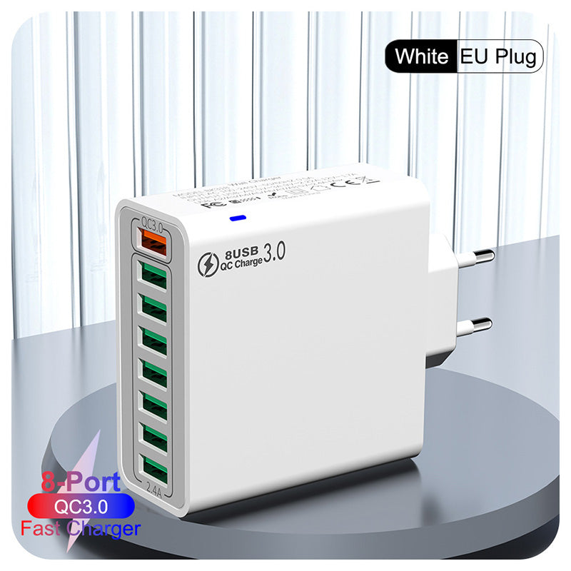 ⚡8-Port-USB-Schnellladeladegerät für Mobiltelefone
