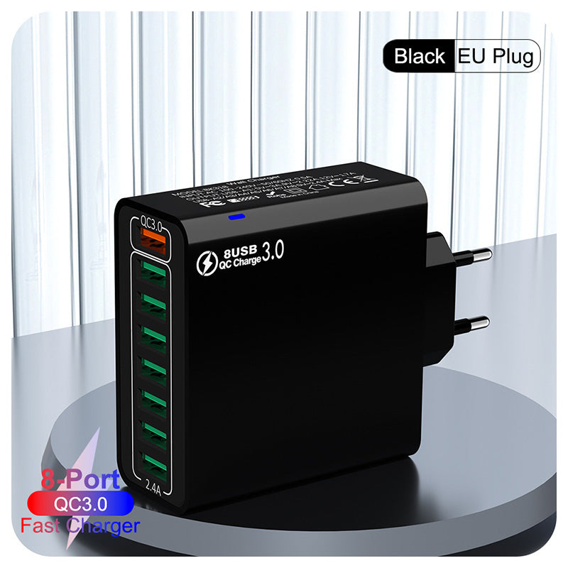 ⚡8-Port-USB-Schnellladeladegerät für Mobiltelefone