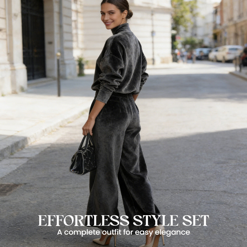 🧡✨Damen-Freizeit-Set: Warmes Oberteil & Weite Hose, 2-teilig