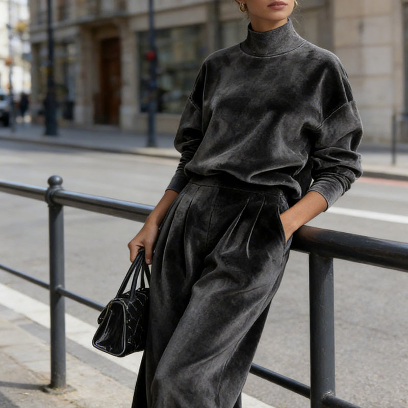 🧡✨Damen-Freizeit-Set: Warmes Oberteil & Weite Hose, 2-teilig