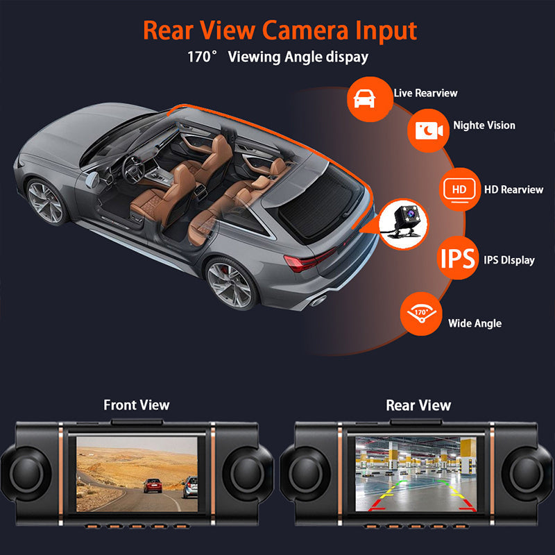 🚗 📹4-Channel HD Dashcam with Front Interior Rear Recording