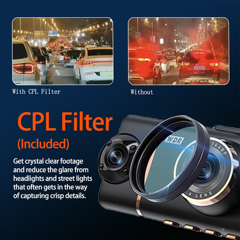 🚗 📹4-Channel HD Dashcam with Front Interior Rear Recording