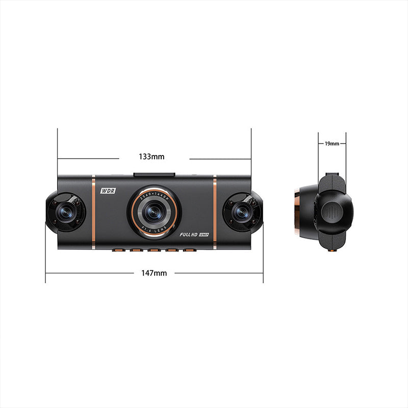 🚗 📹4-Channel HD Dashcam with Front Interior Rear Recording
