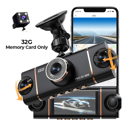 🚗 📹4-Channel HD Dashcam with Front Interior Rear Recording