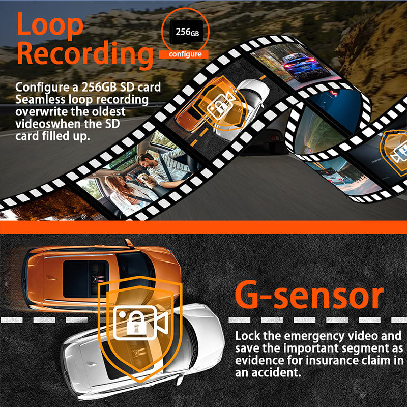 🚗 📹4-Channel HD Dashcam with Front Interior Rear Recording