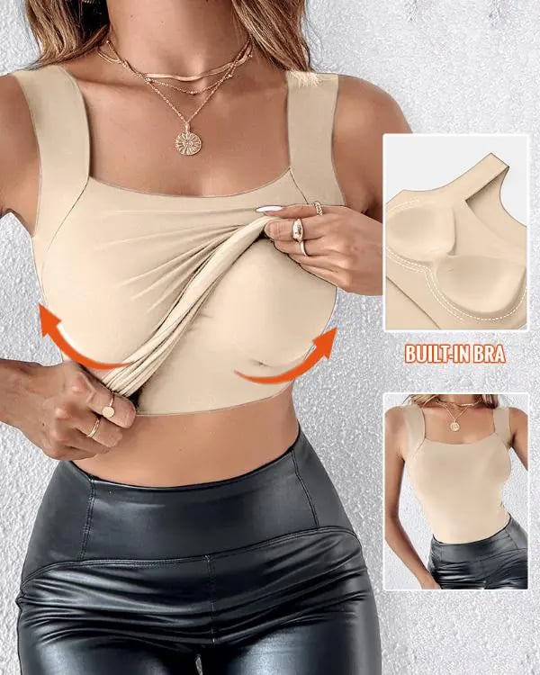 ✨👚 Damen Thermo-Tanktop mit integriertem BH – Warm + Dehnbare Passform + 3 Farben! ✨