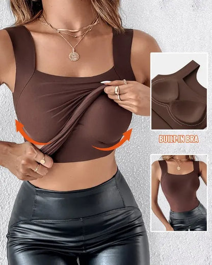 ✨👚 Damen Thermo-Tanktop mit integriertem BH – Warm + Dehnbare Passform + 3 Farben! ✨