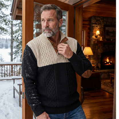 🔥Heiße Sonderangebote – Herren-Pullover mit Farbblock-Kragen und Knöpfen🔥Kaufen Sie 2 und erhalten Sie kostenlosen Versand