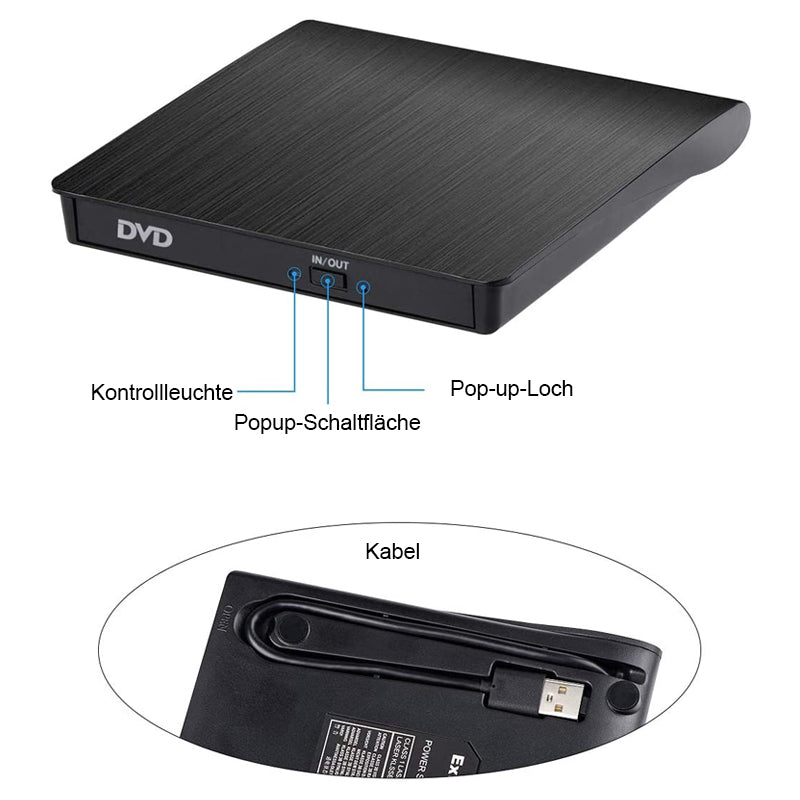 💿 USB-Externes CD/DVD-Laufwerk – Plug & Play für alte Fotos, Musik & Dateien (ohne Laufwerk am Laptop?) ✨