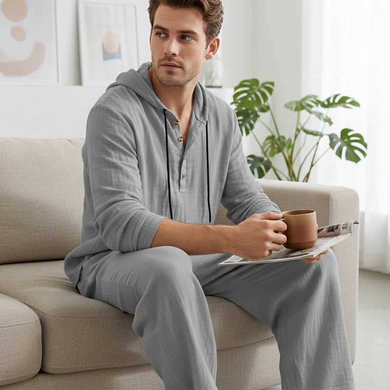 2-teiliges Set für Herren: weites Oberteil mit Kapuze und Hose
