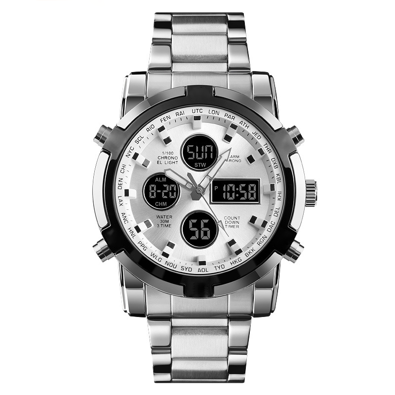 ⏰ Wasserdichte Analog-Digital-Militäruhr für Herren – 48 mm, multifunktional & Armband aus Edelstahl! 🕰️💪