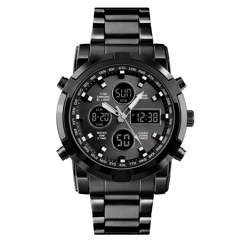⏰ Wasserdichte Analog-Digital-Militäruhr für Herren – 48 mm, multifunktional & Armband aus Edelstahl! 🕰️💪