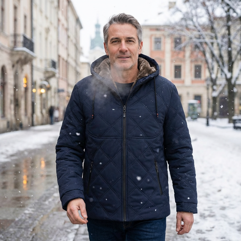 Men's Plush-Lined Hooded Winter Jacket