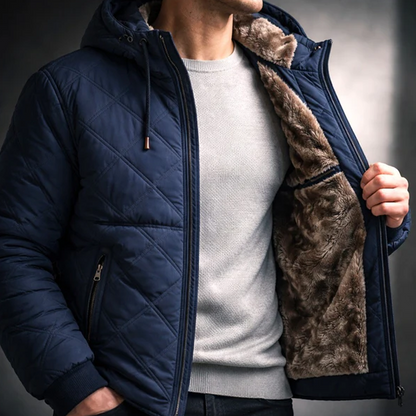 Men's Plush-Lined Hooded Winter Jacket