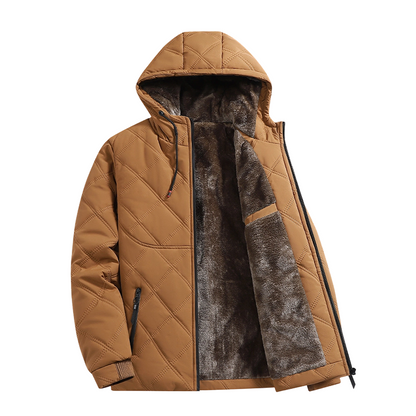 Men's Plush-Lined Hooded Winter Jacket