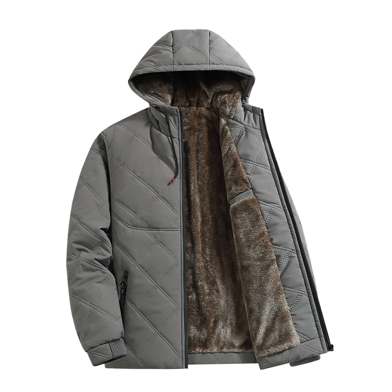 Men's Plush-Lined Hooded Winter Jacket