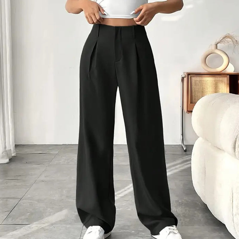 Damenhose mit hoher Taille und weitem Bein