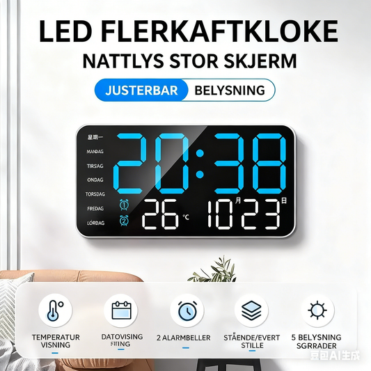📢📢48 % RABATT !! ⏰Multifunktionale dekorative LED-Digital-Wanduhr，Die grenzenlose Digitaluhr für das moderne norwegische Zuhause
