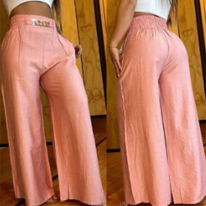 ✨🔥Damen-Hose mit hohem Bund, weitem Bein und Gürtelakzent💓