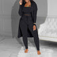 💃🔥Lässiges 3-teiliges Strickset – Cropped Top, Cardigan & Hose💞