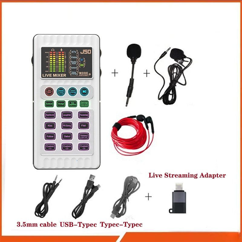 ✨🎤 Tragbare Handheld-Live-Soundkarte (Stimmenverzerrer): Multifunktionale Effekte + Rauschunterdrückung – Streamen von überall!