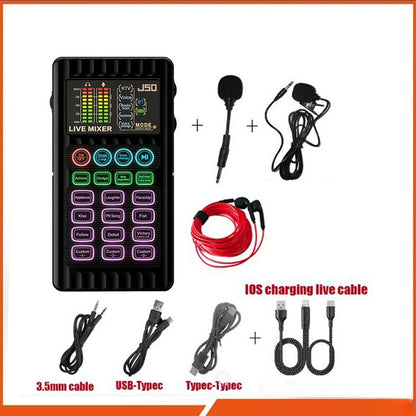 ✨🎤 Tragbare Handheld-Live-Soundkarte (Stimmenverzerrer): Multifunktionale Effekte + Rauschunterdrückung – Streamen von überall!