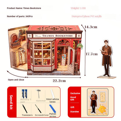 🎄📚Weihnachts-DIY-Buch-Kit, Miniatur-Puppenhaus mit LED-Licht, Staubschutzhülle, Geschenkidee für Erwachsene, Black Friday Home Decor, perfektes Weihnachtsgeschenk