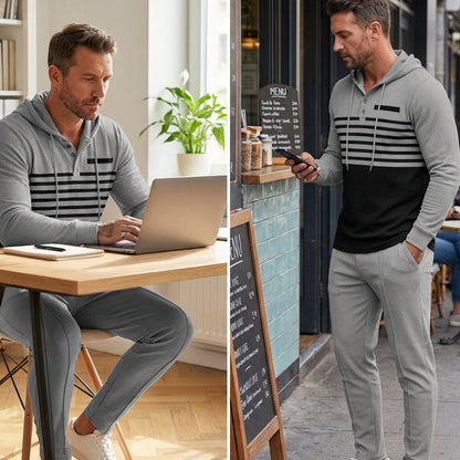Herren-Trainingsanzug mit Kapuze und Farbblock-Design 👖