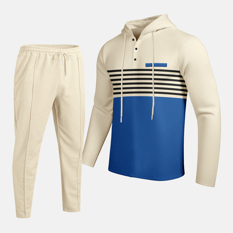 Herren-Trainingsanzug mit Kapuze und Farbblock-Design 👖